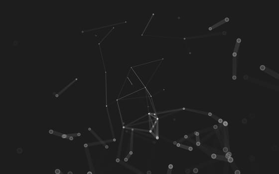 Abstract polygonal space low poly dark background with connecting dots and lines. Connection structure. 3d rendering