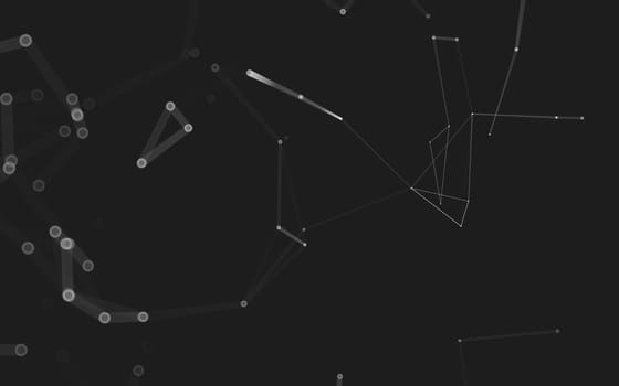 Abstract polygonal space low poly dark background with connecting dots and lines. Connection structure. 3d rendering