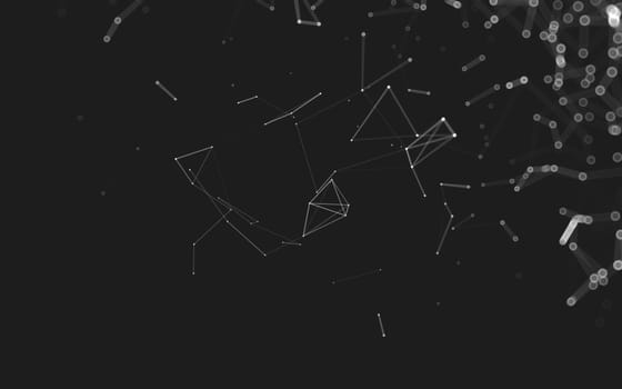 Abstract polygonal space low poly dark background with connecting dots and lines. Connection structure. 3d rendering