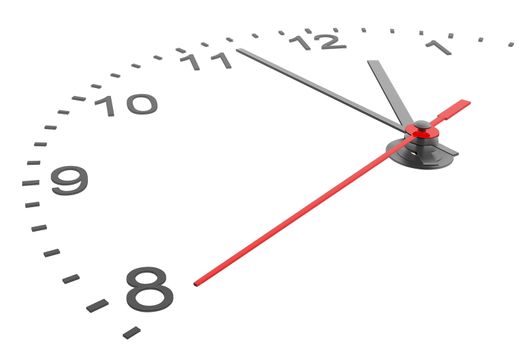 Clock and timestamp with numbers. Isolated 3D rendering on white background