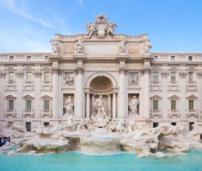 Trevi Fountain, largest Baroque fountain in the city and one of the most famous fountains in the world located in Rome, Italy.