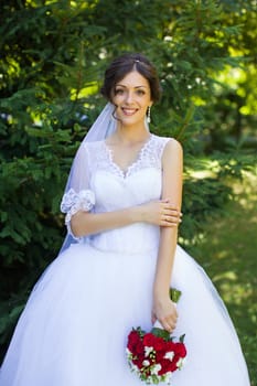 Portrait of the bride with big beautiful eyes