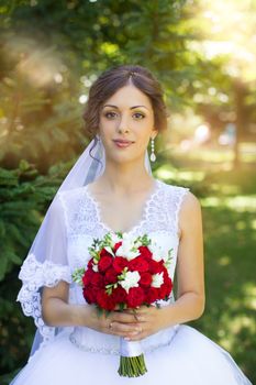 Portrait of the bride with big beautiful eyes