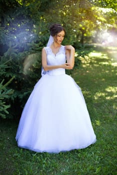 Portrait of the bride with big beautiful eyes