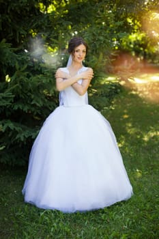 Portrait of the bride with big beautiful eyes