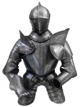 Isolated European Medieval Suit Of Armour (Armor) With Helmet