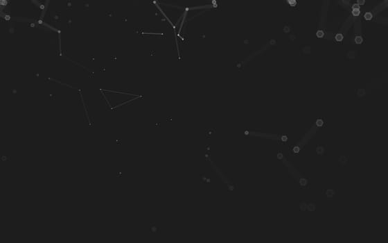 Abstract polygonal space low poly dark background with connecting dots and lines. Connection structure. 3d rendering