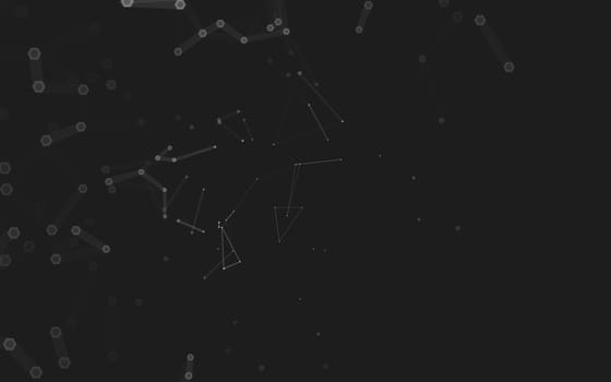 Abstract polygonal space low poly dark background with connecting dots and lines. Connection structure. 3d rendering