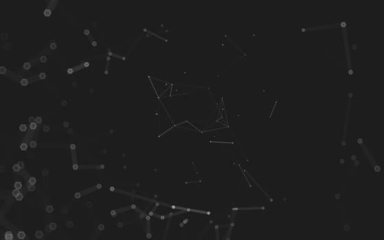 Abstract polygonal space low poly dark background with connecting dots and lines. Connection structure. 3d rendering