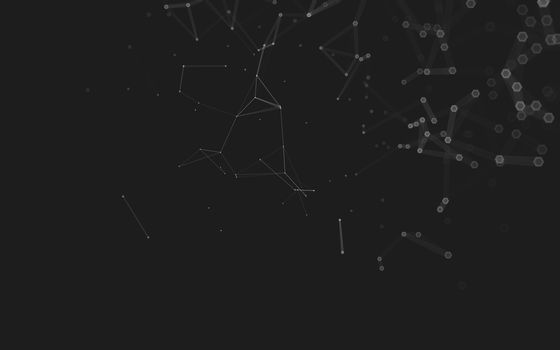 Abstract polygonal space low poly dark background with connecting dots and lines. Connection structure. 3d rendering