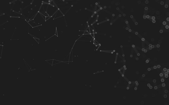 Abstract polygonal space low poly dark background with connecting dots and lines. Connection structure. 3d rendering