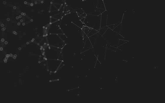 Abstract polygonal space low poly dark background with connecting dots and lines. Connection structure. 3d rendering