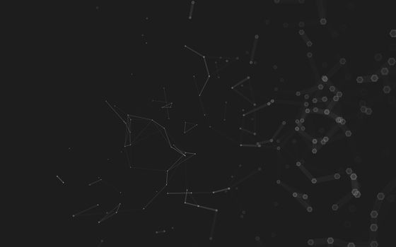 Abstract polygonal space low poly dark background with connecting dots and lines. Connection structure. 3d rendering