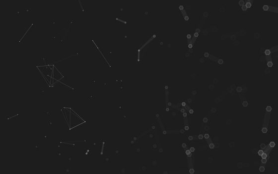 Abstract polygonal space low poly dark background with connecting dots and lines. Connection structure. 3d rendering