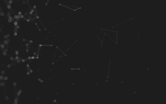 Abstract polygonal space low poly dark background with connecting dots and lines. Connection structure. 3d rendering