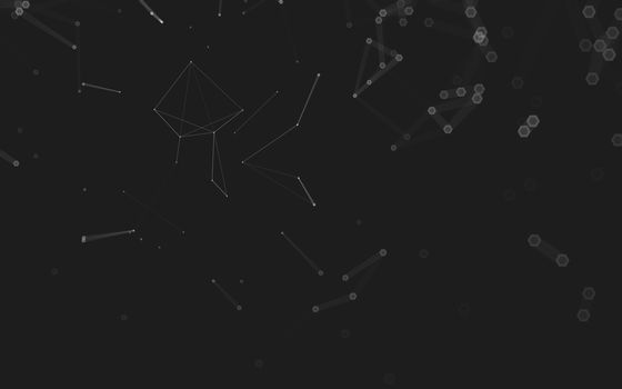 Abstract polygonal space low poly dark background with connecting dots and lines. Connection structure. 3d rendering