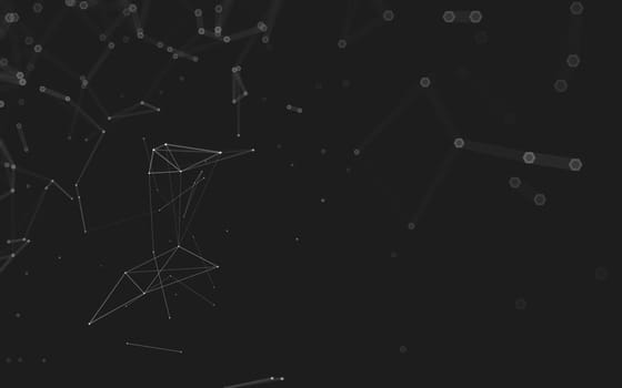 Abstract polygonal space low poly dark background with connecting dots and lines. Connection structure. 3d rendering