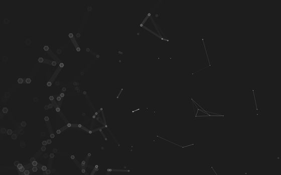 Abstract polygonal space low poly dark background with connecting dots and lines. Connection structure. 3d rendering