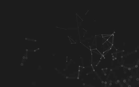 Abstract polygonal space low poly dark background with connecting dots and lines. Connection structure. 3d rendering