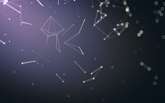 Abstract polygonal space low poly dark background with connecting dots and lines. Connection structure. 3d rendering