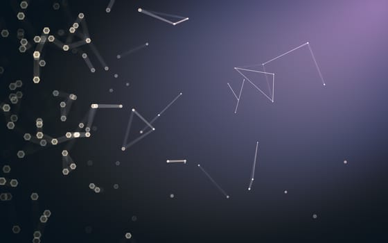 Abstract polygonal space low poly dark background with connecting dots and lines. Connection structure. 3d rendering