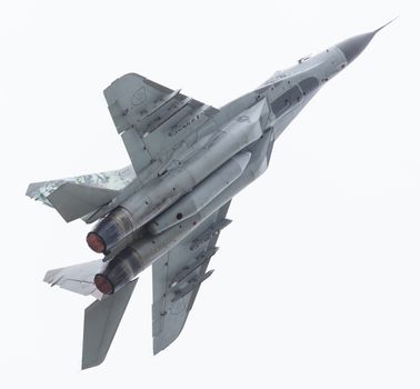 LEEUWARDEN, THE NETHERLANDS - JUN 10, 2016: Slovak Air Force MiG-29 Fulcrum during a demonstration at the Royal Netherlands Air Force Days