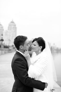 The groom gently touched to the bride