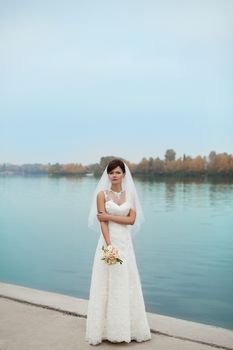 Portrait of a sensual bride in vintage dress