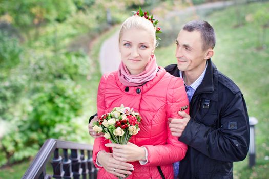 Boy and girl on a walk in the countryside