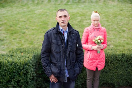 Boy and girl on a walk in the countryside