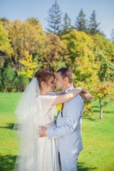 Sensual portrait of young elegant just married pair