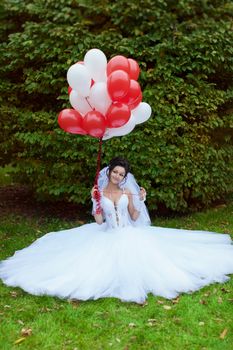 Portrait of a bride in a white dress
