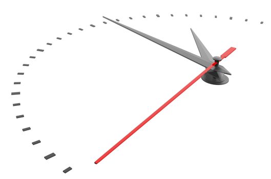 Clock and timestamp without numbers. Isolated. 3D illustration