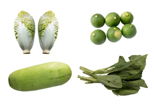 Four kinds of vegetables isolated on white