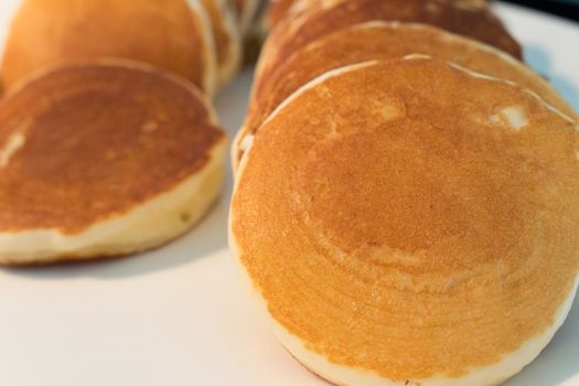 closeup of tray with Dorayaki on dinning table