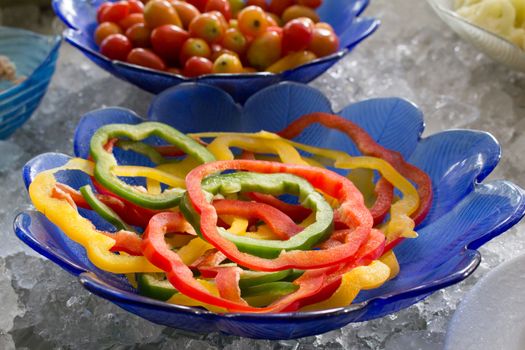 mixed salad on a bowl put on the ice to keep it fresh