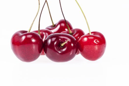 some fruits of red cherry isolated on white background.