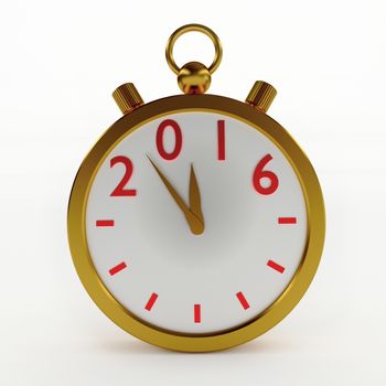 2016 New Year timer on white, 3d illustration. 