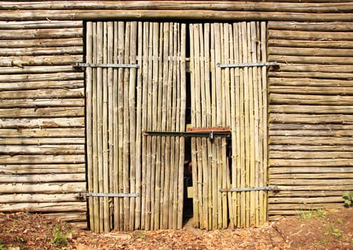 Wooden gate door to old barn