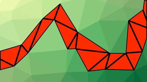 Abstract green and red gradient lowploly of many triangles background for use in design.