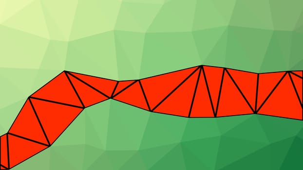 Abstract green and red gradient lowploly of many triangles background for use in design.