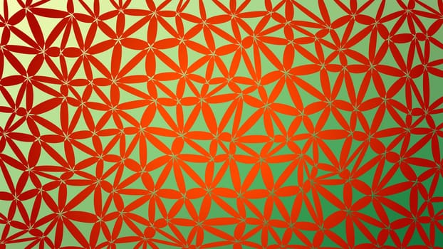 Abstract green and red gradient lowploly of many triangles background for use in design.