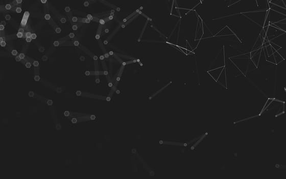 Abstract polygonal space low poly dark background with connecting dots and lines. Connection structure. 3d rendering