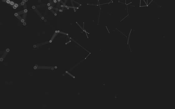 Abstract polygonal space low poly dark background with connecting dots and lines. Connection structure. 3d rendering