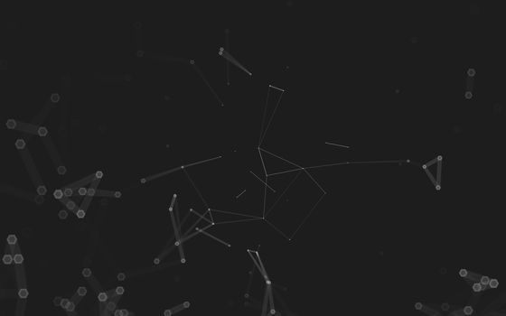 Abstract polygonal space low poly dark background with connecting dots and lines. Connection structure. 3d rendering