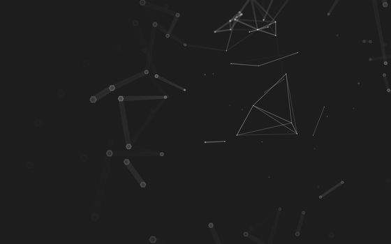 Abstract polygonal space low poly dark background with connecting dots and lines. Connection structure. 3d rendering