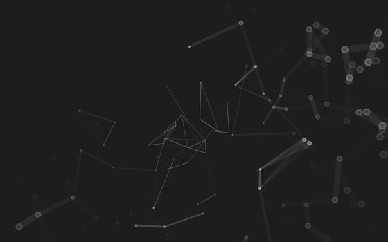 Abstract polygonal space low poly dark background with connecting dots and lines. Connection structure. 3d rendering