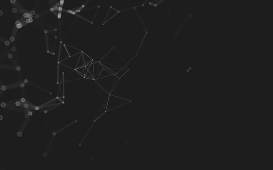 Abstract polygonal space low poly dark background with connecting dots and lines. Connection structure. 3d rendering