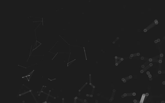 Abstract polygonal space low poly dark background with connecting dots and lines. Connection structure. 3d rendering