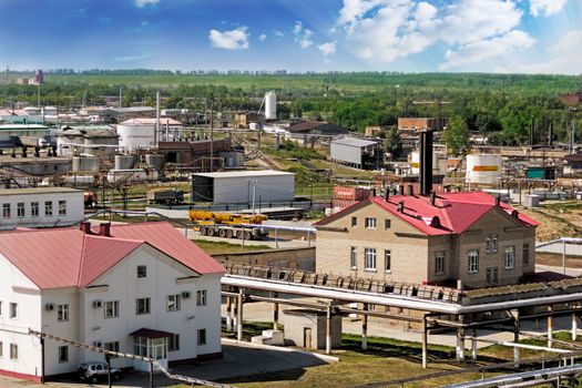 Industrial landscape of refinery at summer day